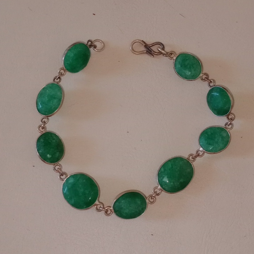 Emerald 925 sterling silver bracelet